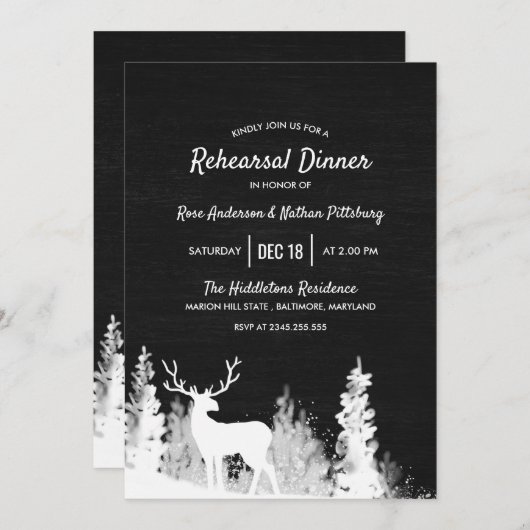 Chalkboard Reindeer Kerstrepesal Dinner Kaart (Voorkant / Achterkant)