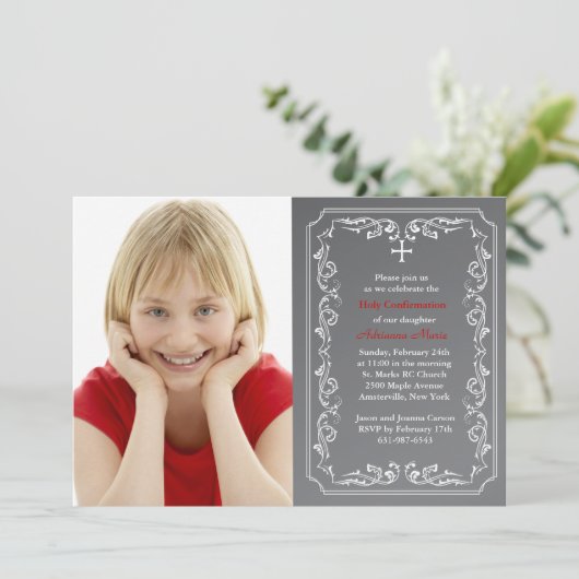 Chalkboard Religieuze Fotouitnodiging Kaart (Staand voorkant)