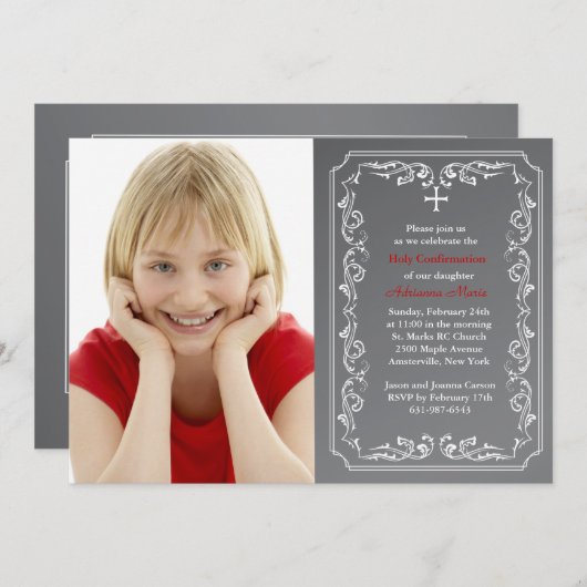 Chalkboard Religieuze Fotouitnodiging Kaart (Voorkant / Achterkant)