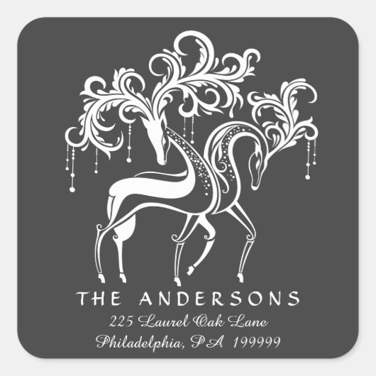 Chalkboard rendieren kerst retour adres vierkante sticker (Voorkant)