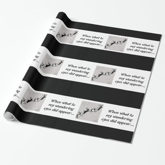 Chalkboard - rendiertje - zwart / wit cadeaupapier (Uitgerold)