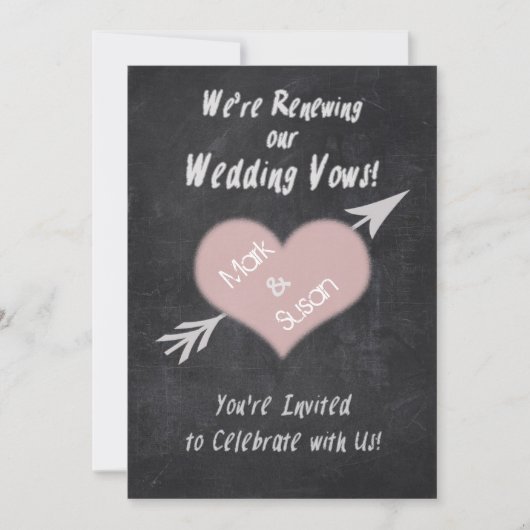 CHALKBOARD RENEWEDING WEDDING VOWS INVITATION KAART (Voorkant)