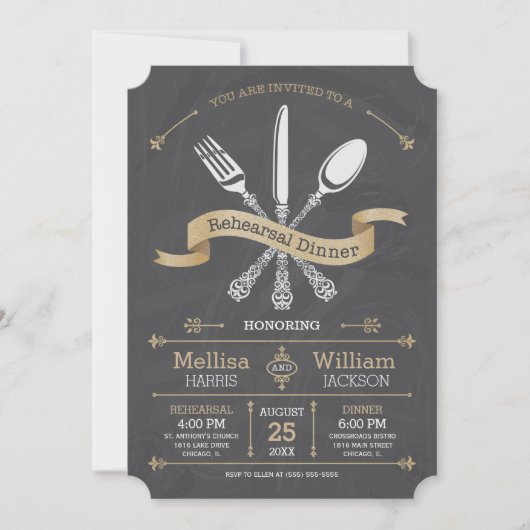 Chalkboard repesal Dinner Invitation Kaart (Voorkant)