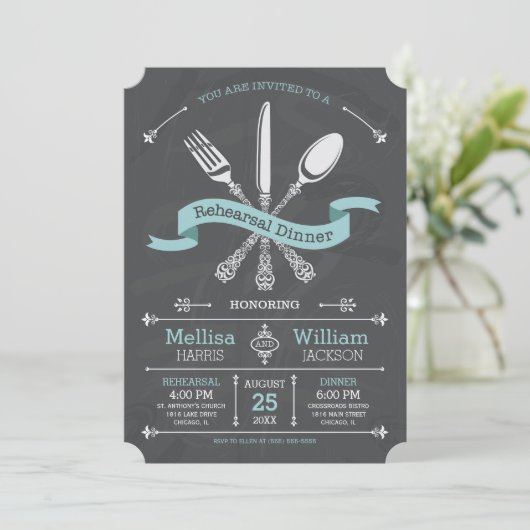 Chalkboard repesal Dinner Invitation Kaart (Staand voorkant)