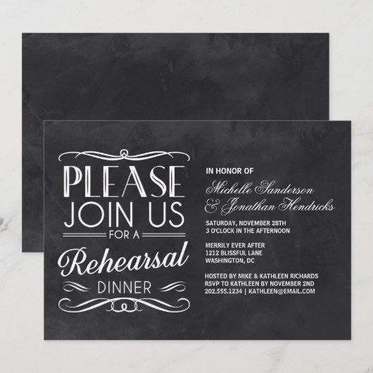 Chalkboard repesal Dinner Kaart (Voorkant / Achterkant)