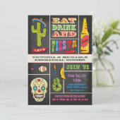 Chalkboard repesal Dinner Mexican Fiesta Kaart (Staand voorkant)