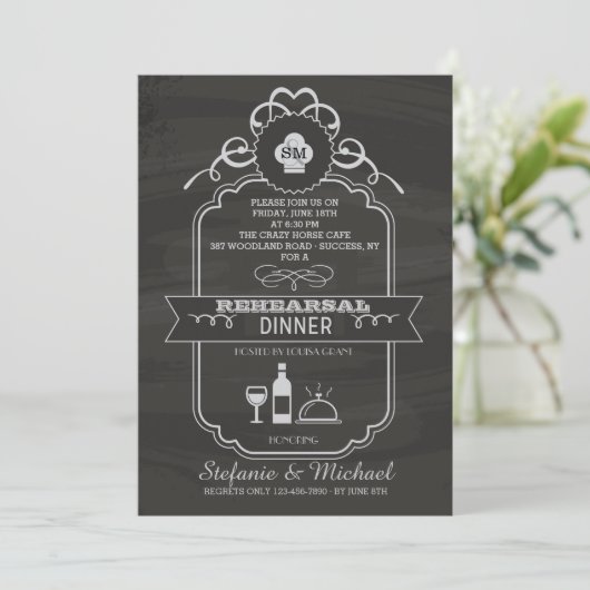 Chalkboard repesal Dinner Party Invitation Kaart (Staand voorkant)