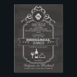 Chalkboard repesal Dinner Party Invitation Kaart<br><div class="desc">Een trendy ontwerp in zwart-wit karton met een hint van flair. Met een mooie zwenkplaat met een pet van een kok en een decoratief paneel en banner. Het is klaar met een fles en glas wijn naast een afgedekte afdekschaal. De kaart is eenvoudig aan te passen met uw tekst, lettertype,...</div>