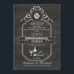 Chalkboard repesal Dinner Party Invitation Kaart<br><div class="desc">Een trendy ontwerp in zwart-wit karton met een hint van flair. Met een mooie zwenkplaat met een pet van een kok en een decoratief paneel en banner. Het is klaar met een fles en glas wijn naast een afgedekte afdekschaal. De kaart is eenvoudig aan te passen met uw tekst, lettertype,...</div>