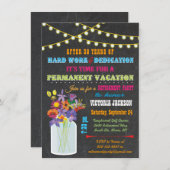 Chalkboard Retirement Party met maanbloemen Kaart (Voorkant / Achterkant)