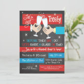 Chalkboard Retro Champagne Toast Rehearsal Dinner Kaart (Staand voorkant)