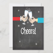 Chalkboard Retro Champagne Toast Rehearsal Dinner Kaart (Achterkant)