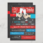 Chalkboard Retro Champagne Toast Rehearsal Dinner Kaart (Voorkant / Achterkant)