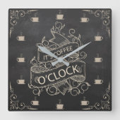 Chalkboard Retro Coffee-klokklok Vierkante Klok (Voorkant)