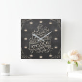 Chalkboard Retro Coffee-klokklok Vierkante Klok (Huis)
