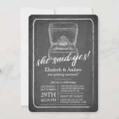 Chalkboard Ring Engagement Party Invitation Kaart (Voorkant)