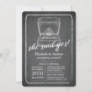 Chalkboard Ring Engagement Party Invitation Kaart