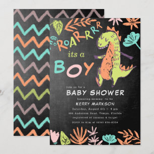 Chalkboard Roar is een Boy Schattige Dino Baby sho Kaart