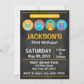 Chalkboard Robot Birthday Party Invitation Kaart (Voorkant)