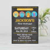 Chalkboard Robot Birthday Party Invitation Kaart (Staand voorkant)