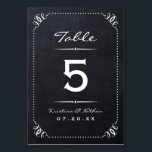 Chalkboard Robuust Chic Table Numbers Kaart<br><div class="desc">Eenvoudige en rustige kaarten met een lijstaantal met een stijldoopvonten en ruimte om met de namen van de bruid en de groom en de trouwdatum of andere douanetekst te personaliseren. Gedrukte achtergrond van de textuur van het faux-karton. Pas elke kaart aan met uw tabelnummers om het even welke groottrouwerij of...</div>