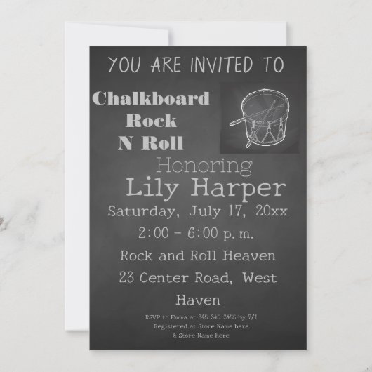 Chalkboard Rock Star Baby shower Invitation Kaart (Voorkant)