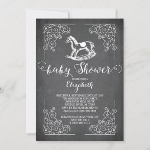 Chalkboard Rocking Horse Baby shower Invitation Kaart
