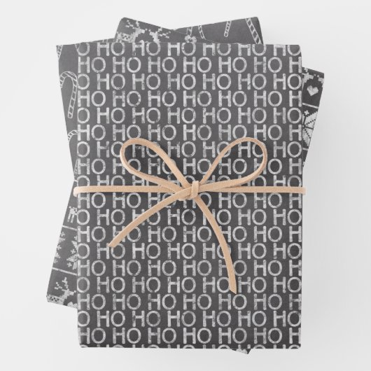 Chalkboard - Roestzwart en wit kerstfeest Inpakpapier Vel (In situ)