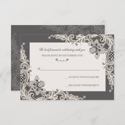 Chalkboard Romance Response Card Kaart (Voorkant / Achterkant)