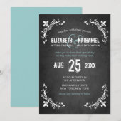 Chalkboard  Romance Wedding Uitnodiging (Voorkant / Achterkant)