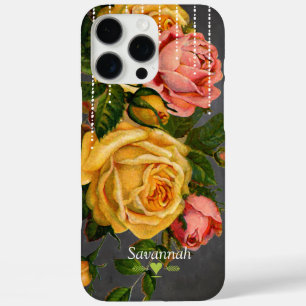 Chalkboard Romantic Heirloom Floral Rozen iPhone 16 Pro Max Hoesje