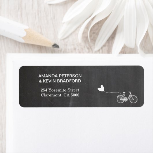 Chalkboard romantische fiets retour adres label (Insitu)