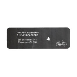 Chalkboard romantische fiets retour adres label