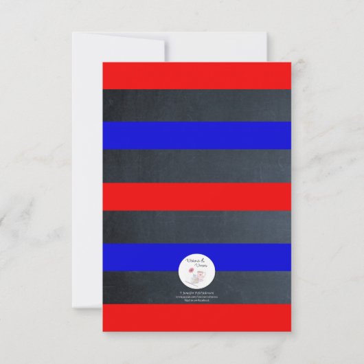 Chalkboard Rood, Wit & Blauw Feestuitnodiging Kaart (Achterkant)