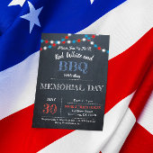 Chalkboard Rood, Wit & Blauw Feestuitnodiging Kaart