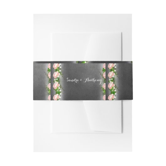 Chalkboard Roos Wedding Belly Band Uitnodigingen Wikkel (Voorkant Voorbeeld)