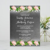 Chalkboard Roos Wedding Invitation Kaart (Staand voorkant)