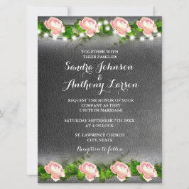 Chalkboard Roos Wedding Invitation Kaart