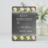 Chalkboard Roos Wedding R.S.V.P. RSVP Kaartje (Staand voorkant)