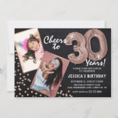 Chalkboard Rose Gold Balloons 2 Foto 30th Birthday Kaart (Voorkant)