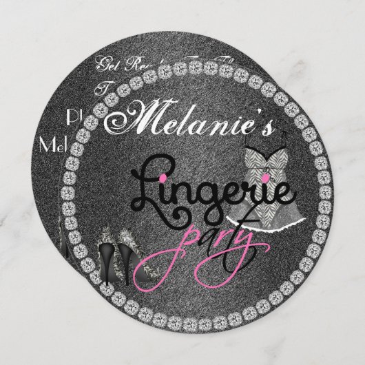 CHALKBOARD ROUND Pajama Party Invitation Kaart (Voorkant / Achterkant)