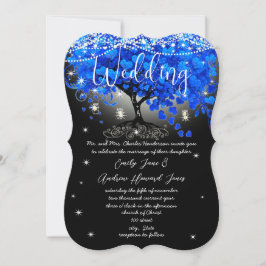 Chalkboard Royal Blue Heart Leaf Tree Kaart