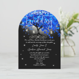 Chalkboard Royal Blue Heart Leaf Tree Kaart
