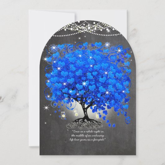 Chalkboard Royal Blue Heart Leaf Tree Mason Jar Kaart (Achterkant)