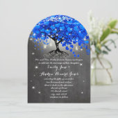 Chalkboard Royal Blue Heart Leaf Tree Mason Jar Kaart (Staand voorkant)