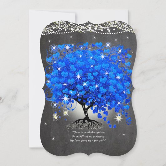 Chalkboard Royal Blue Heart Leaf Tree Mason Jar Kaart (Achterkant)