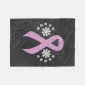 Chalkboard roze Awareness Ribbon Fleece Deken (Voorkant (Horizontaal))