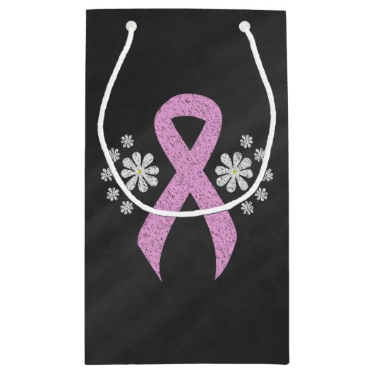 Chalkboard roze Awareness Ribbon Klein Cadeauzakje (Achterkant)
