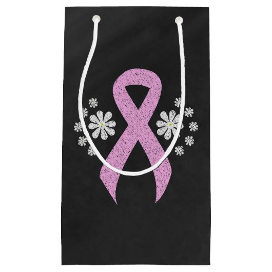 Chalkboard roze Awareness Ribbon Klein Cadeauzakje (Voorkant)