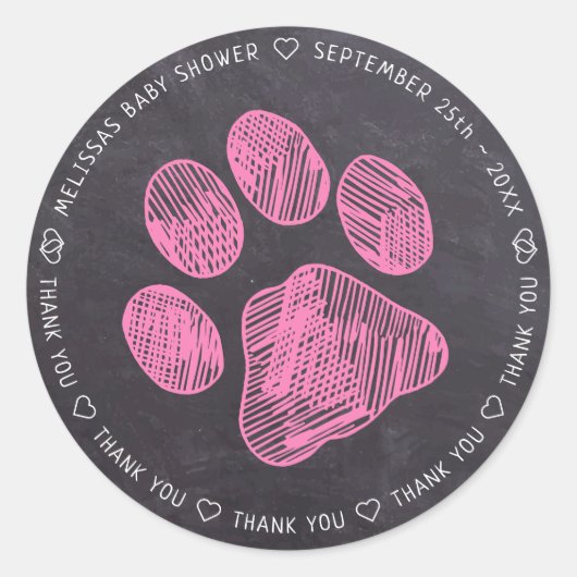 Chalkboard roze Baby shower afdrukken - Hartelijk  Ronde Sticker (Voorkant)